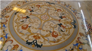 Multicolor Marble Waterjet Medallion,Hand Works Square Floor Medallion