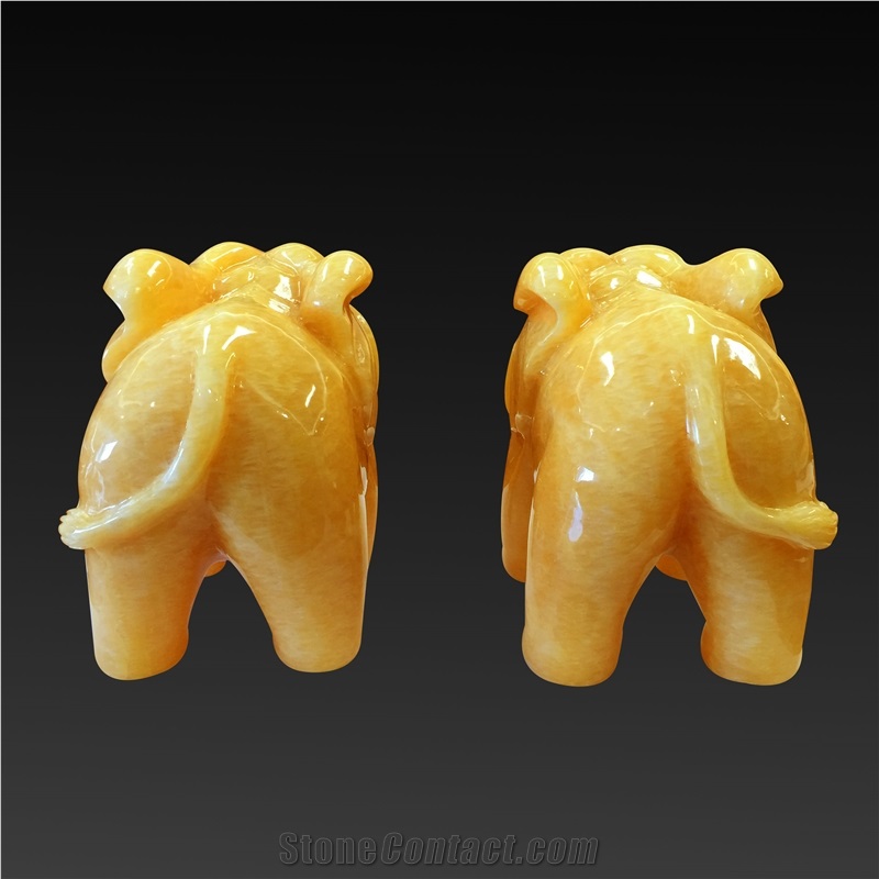 China Yellow Onyx Artifacts & Handcrafts-Lucky Elephant