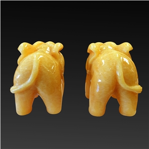 China Yellow Onyx Artifacts & Handcrafts-Lucky Elephant