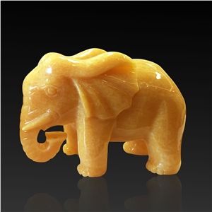 China Yellow Onyx Artifacts & Handcrafts-Lucky Elephant