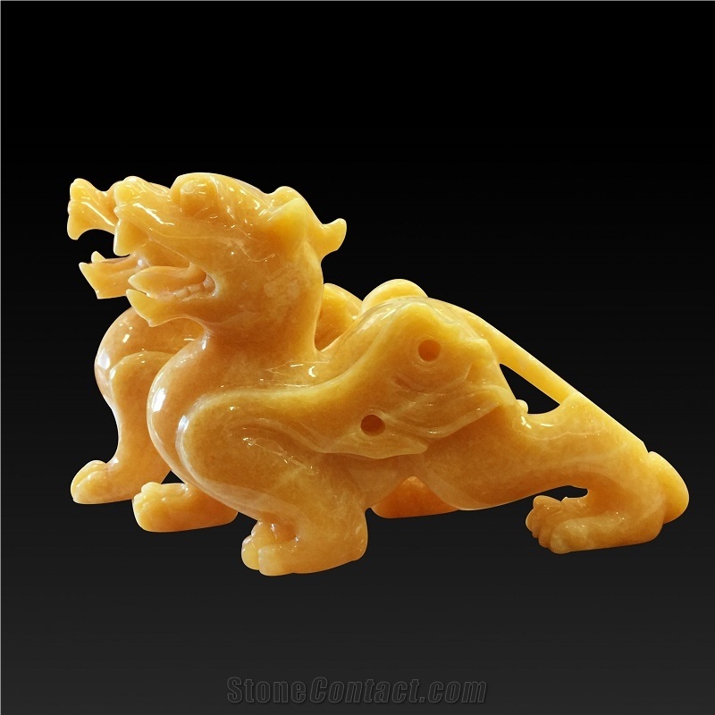 China Yellow Onyx Artifacts & Handcrafts-Mythical Wild Animal