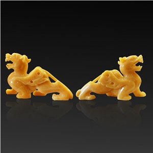 China Yellow Onyx Artifacts & Handcrafts-Mythical Wild Animal