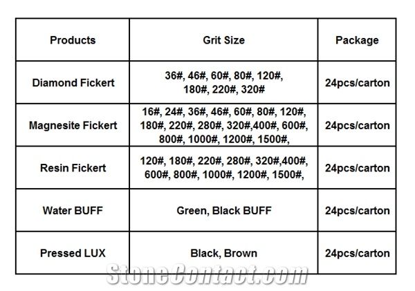 Diamond Fickert Abrasives for Granite Slabs and Tiles
