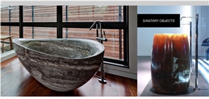 Black Magic Travertine Solid Bathtub, Grey Travertine Bathtub Turkey