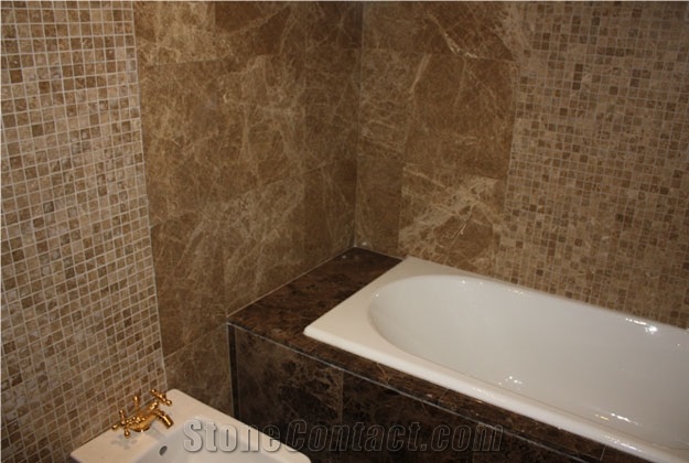 Emperador Medium Marble Hotel Bathroom Design Project, Brown Marble for Bath Design Turkey