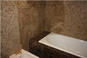 Emperador Medium Marble Hotel Bathroom Design Project, Brown Marble for Bath Design Turkey