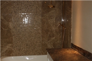 Emperador Medium Marble Hotel Bathroom Design Project, Brown Marble for Bath Design Turkey