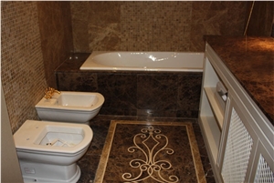 Emperador Medium Marble Hotel Bathroom Design Project, Brown Marble for Bath Design Turkey