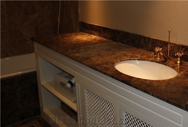 Emperador Medium Marble Hotel Bathroom Design Project, Brown Marble for Bath Design Turkey
