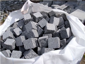 Gris Quintana Granite Cobble Stones, Pavements, Grey Granite Cube Stone & Pavers