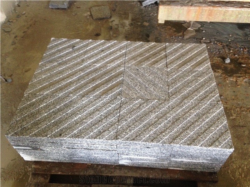 Gris Quintana Granite Tactile Slabs, Cube Stone, Grey Granite Pavers, Floor Pavers