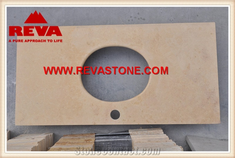 Tethys Beige Marble Countertop, Absolute Beige Counter Top, Bathroom Vanity Tops, Custom Vanity Tops