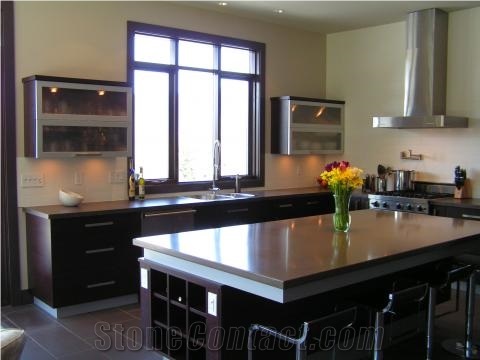 Caesarstone Quartz Kitchen Countertop with Under Mount Sink, Beige Quartz Vanity Tops Canada