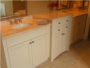 Half Round - Radius 1/2" Crema Marfil Marble Bathroom Countertop, Beige Marble Countertops