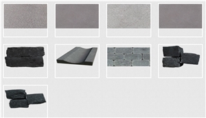 Bergama Grey Granite and Aliaga Basalt Garden Cubestone Project, Black Basalt Cube Stone & Pavers Turkey
