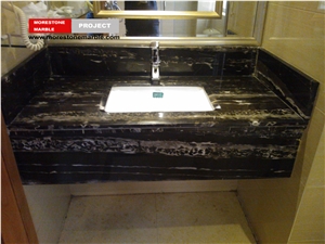 Marble Silver Dragon Bathroom Vanitytop in Hotel Guestroom Marble Silver Dragon Bathroom Vanitytop in Hotel Guestroom