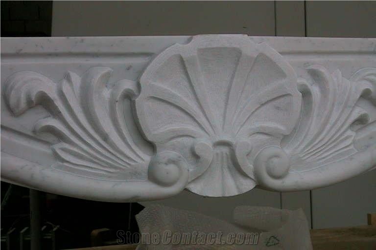 Bianco Venosta Marble Carved Fireplace Mantel