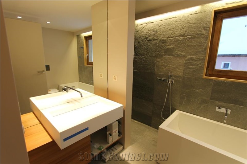 Dorato Valmalenco Quartzite Bathroom Design, Green Quartzite Walling Tiles