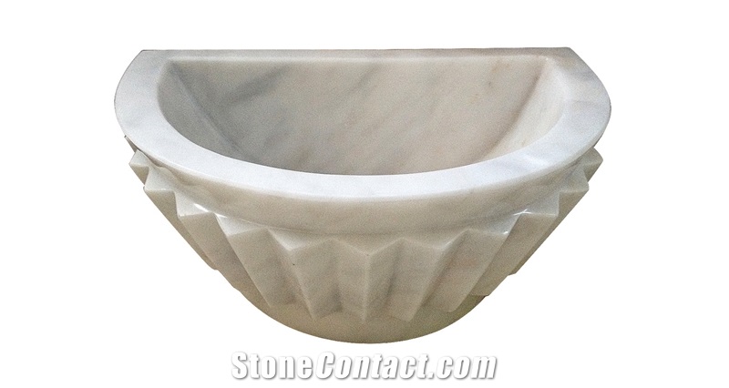 Afyon White Marble Basin - Afhk-74, White Marble Sinks & Basins Turkey, Bathroom Sinks