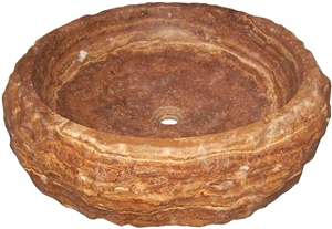 Brown Onyx Sink - Afhl-67, Brown Onyx Sinks & Basins, Round Sinks