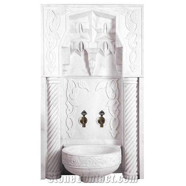 Decorative Hammam Wall Panels, Mugla White Marble Bath Design Turkey