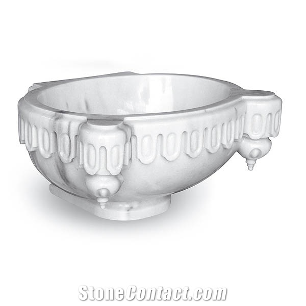 Exclusive Marble Basin - Afhkc-3000, Afyon White Marble Basins, Bathroom Sinks, Round Marble Basins