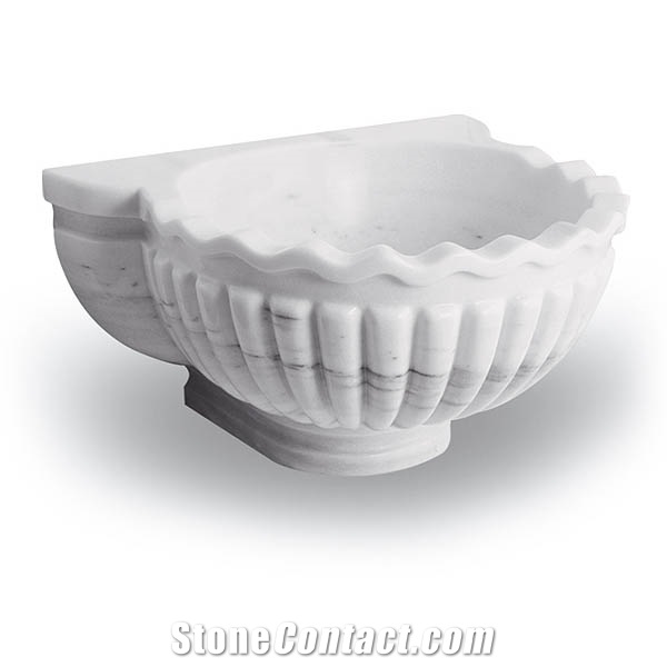 Exclusive Marble Basin - Afhkc-414, Afyon White Marble Basins, Bathroom Sinks, Round Basins