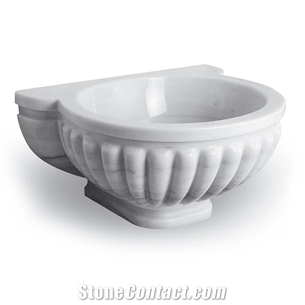 Exclusive Marble Basin - Afhkc-616, Afyon White Marble Basins, Bathroom Sinks, Round Basins