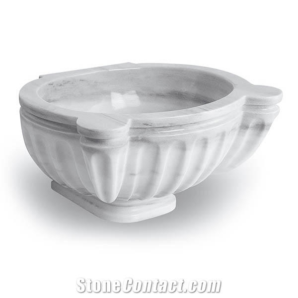 Exclusive Marble Basin - Afhkf-155, White Marble Round Basins, Vafyon White Marble Basins, Bathroom Sinks