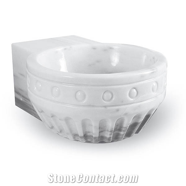 Exclusive Marble Basin - Afhkf-195, White Marble Round Basins, Afyon White Marble Basins, Bathroom Sinks