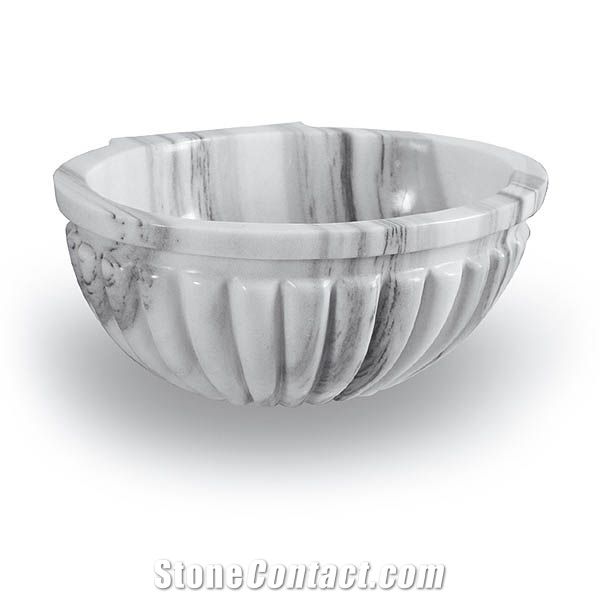 Exclusive White Marble Basin - Afhkc-111, Afyon White Marble Basins, Bathroom Sinks