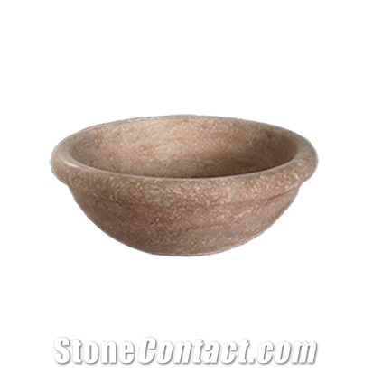 Noce Travertine Sink - Afhl-26, Brown Travertine Kitchen Sinks, Bathroom Sinks, Round Basins Turkey