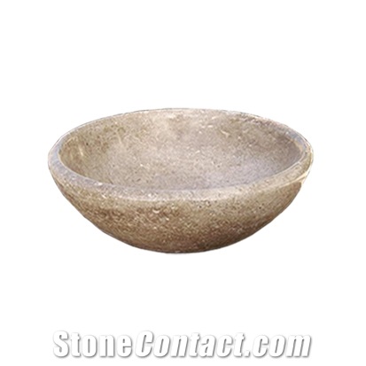 Noce Travertine Sink - Afhl-28, Brown Travertine Sinks & Basins, Kitchen Sinks