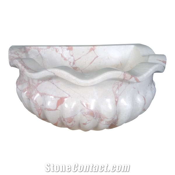 Rosalia Beige Marble Basin - Afhk-58, Beige Marble Sinks & Basins, Bathroom Sinks