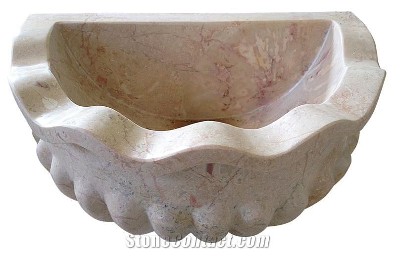 Rosalia Beige Marble Basin - Afhk-58, Beige Marble Sinks & Basins, Bathroom Sinks