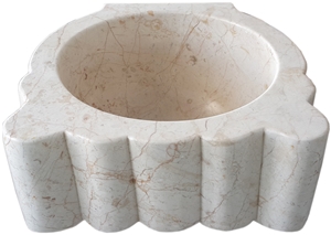 Rosalia Beige Marble Basin - Afkh-45, Beige Marble Sinks & Basins