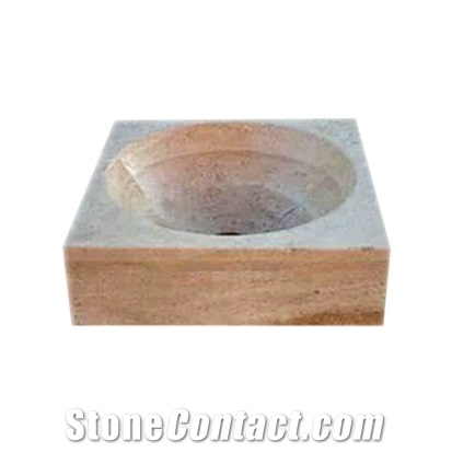 Travertine Yellow Sinl - Afhl-43, Yellow Travertine Bathroom Sinks & Basins