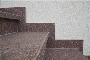 Montiggler Porphyr Porfido Di Monticolo Steps, Red Porphyr Stair Threshold and Risers