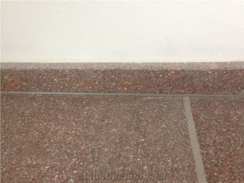 Montiggler Porphyr Porfido Di Monticolo Steps, Red Porphyr Stair Threshold and Risers