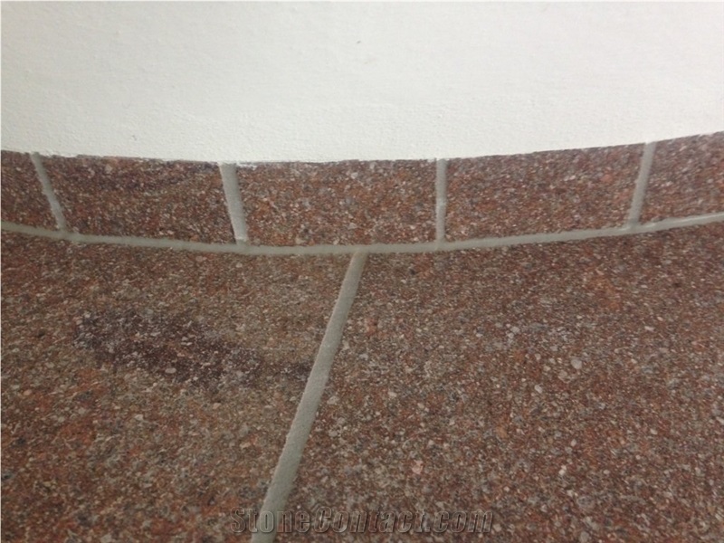 Montiggler Porphyr Porfido Di Monticolo Steps, Red Porphyr Stair Threshold and Risers