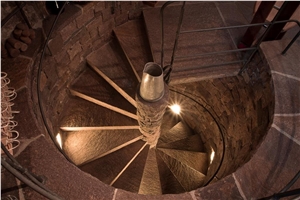Montiggler Porphyr Porfido Di Monticolo Steps, Red Porphyr Stair Threshold and Risers