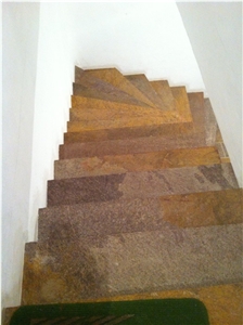 Montiggler Porphyr Porfido Di Monticolo Steps, Red Porphyr Stair Threshold and Risers