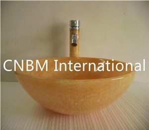 Yellow Onyx Round Sinks & Basins, Wash Bowls, Vessel Sinks