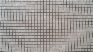 1x1 Ivory Travertine Tumbled Mosaic