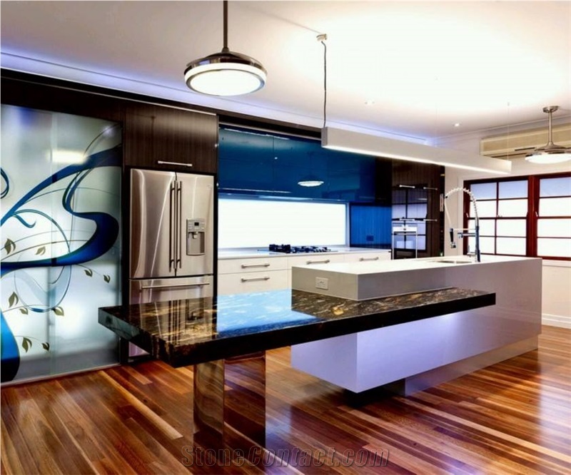 Exotic Black Fusion Granite Kitchen Custom Countertoop