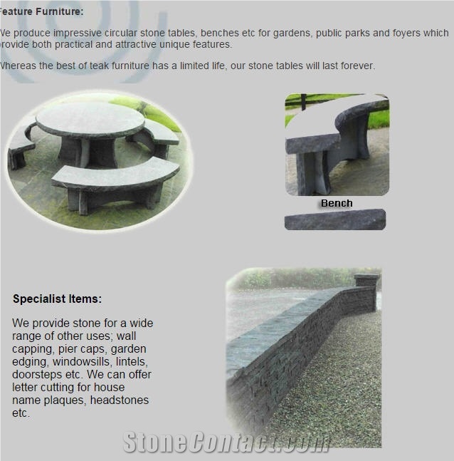 Liscannor Stone Feature Furniture, Benches, Table Sets