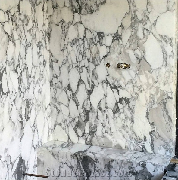 Arabescato Cervaiole Marble Bathroom Decorating, White Marble Bath Design