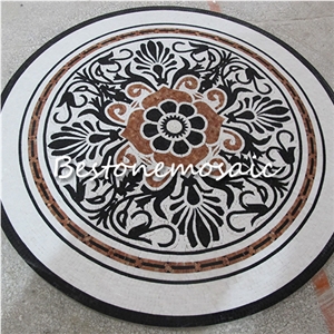 Bestonemosaic Round Mosaic Flooring Pattern,Square Mosaic Medallion, Waterjet Medallions,Marble Mosaic Medallion, Art Marble Flooring,Multicolor Mesh Mounted Mosaic,Indoor Decoration
