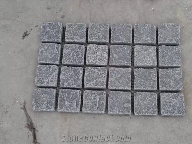 G654 Grantie Cube Stone Tumbled Back Mesh Paver