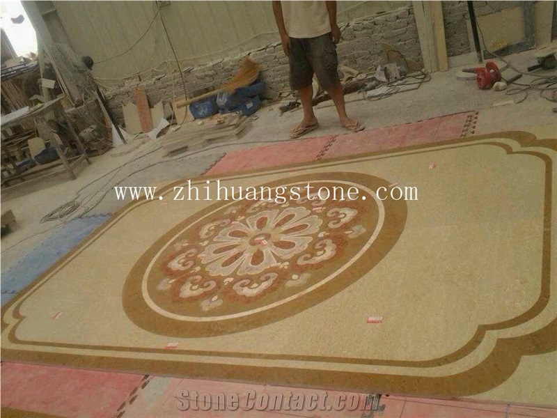 Golden Serie Floor Marble Medallion, Beige Marble Medallion